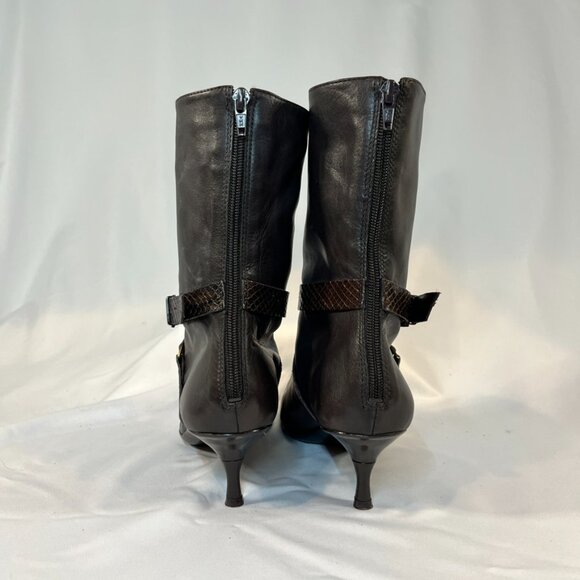Nine West Dark Brown Leather Boots | Women’s 7.5 - Picture 3 of 4